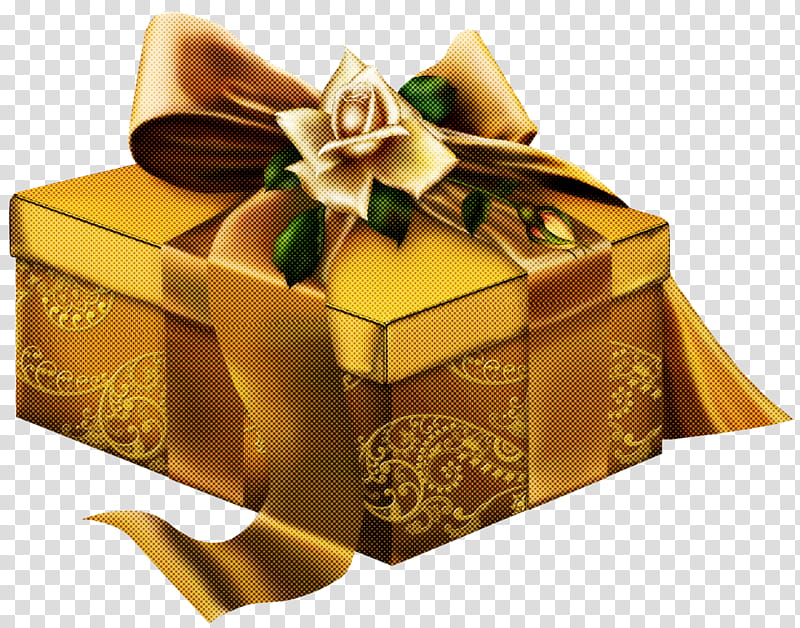 present box gift wrapping yellow ribbon, Gold, Party Favor, Wedding Favors, Packaging And Labeling, Metal transparent background PNG clipart