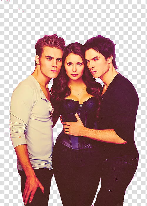 The Vampire Diaries, Stefan, Elena, and Damon from The Vampire Diaries transparent background PNG clipart