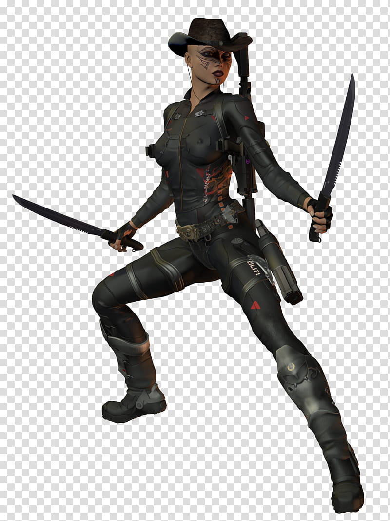 The Merc, woman holding swords illustration transparent background PNG clipart