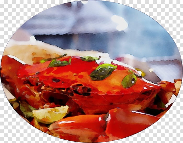 food dish plate cuisine fish, Watercolor, Paint, Wet Ink, Seafood, Ingredient, Dishware, Crab transparent background PNG clipart