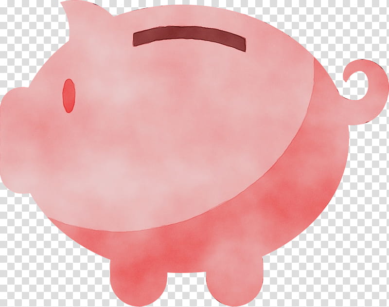 Piggy bank, Watercolor, Paint, Wet Ink, Pink, Snout, Suidae, Money Handling transparent background PNG clipart