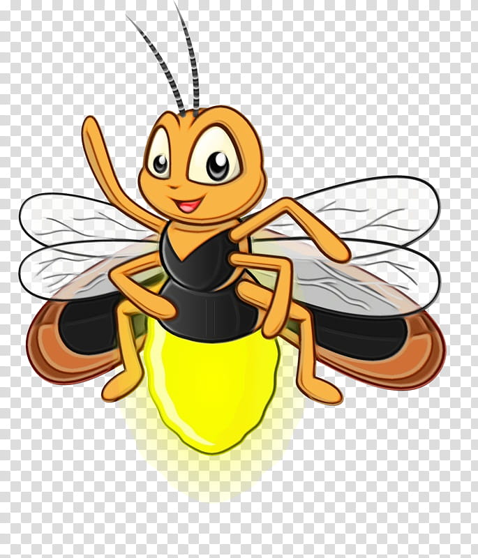 Cartoon Bee, Watercolor, Paint, Wet Ink, Firefly, Drawing, Cartoon, Glowworm transparent background PNG clipart