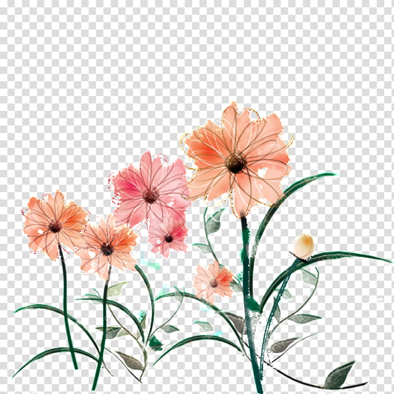 Pink Flower, Chrysanthemum, Green, Poster, Petal, Orange, Floral Design, Color transparent background PNG clipart