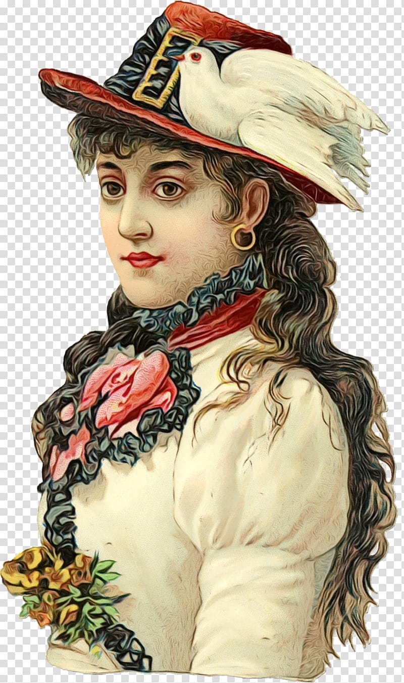 Vintage, Hat, Lady, Painting, Victorian Era, Woman, Costume, Lady Vintage transparent background PNG clipart