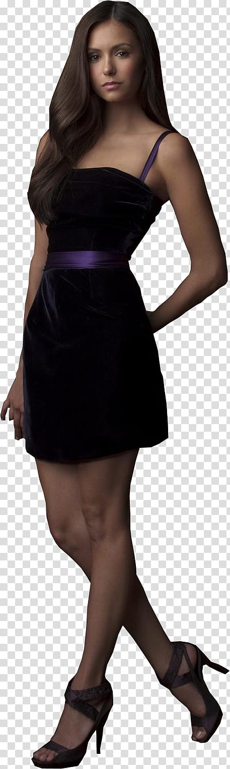 Vampire Diaries , standing wearing black sleeveless dress transparent background PNG clipart