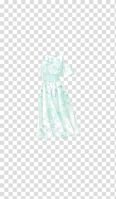 CDM nice to start , women's green floral cold-shoulder dress illustration transparent background PNG clipart
