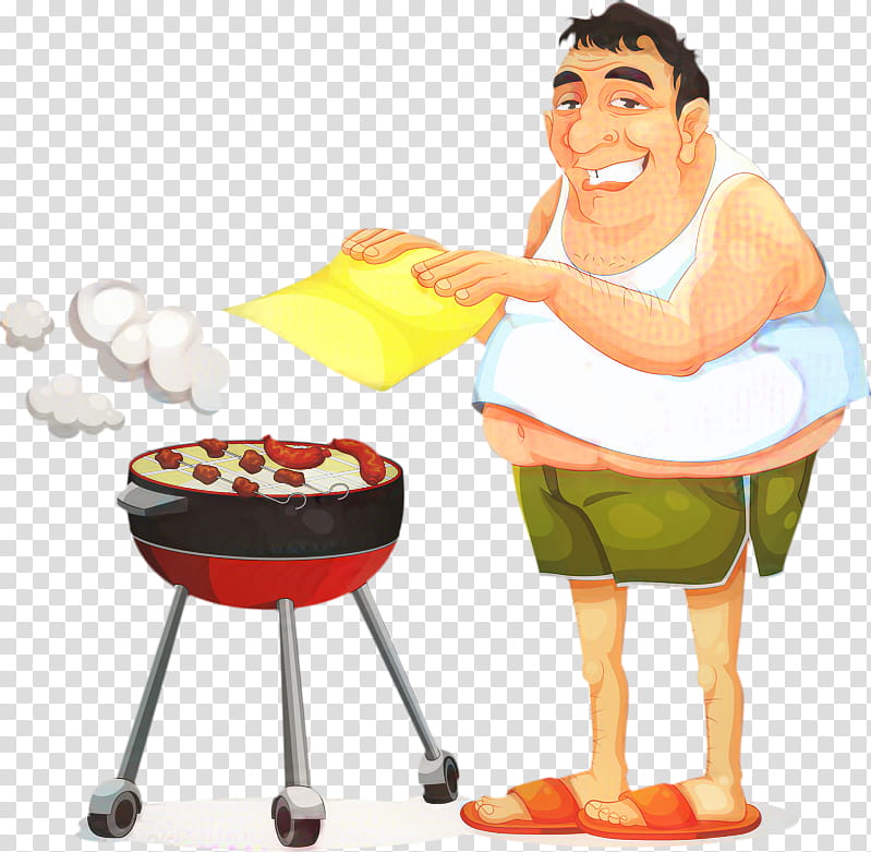 Junk Food, Barbecue, Asado, Grilling, Cooking, Cartoon, Barbecue Grill, Man transparent background PNG clipart