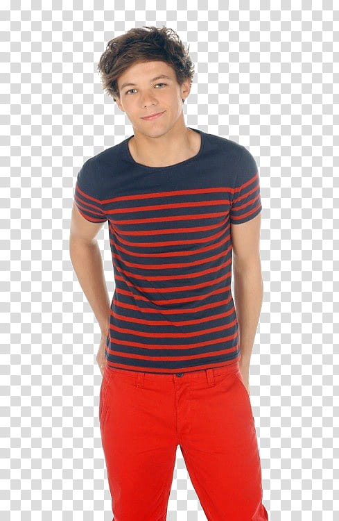 Louis Tomlinson, man wearing black and red striped T-shirt transparent background PNG clipart