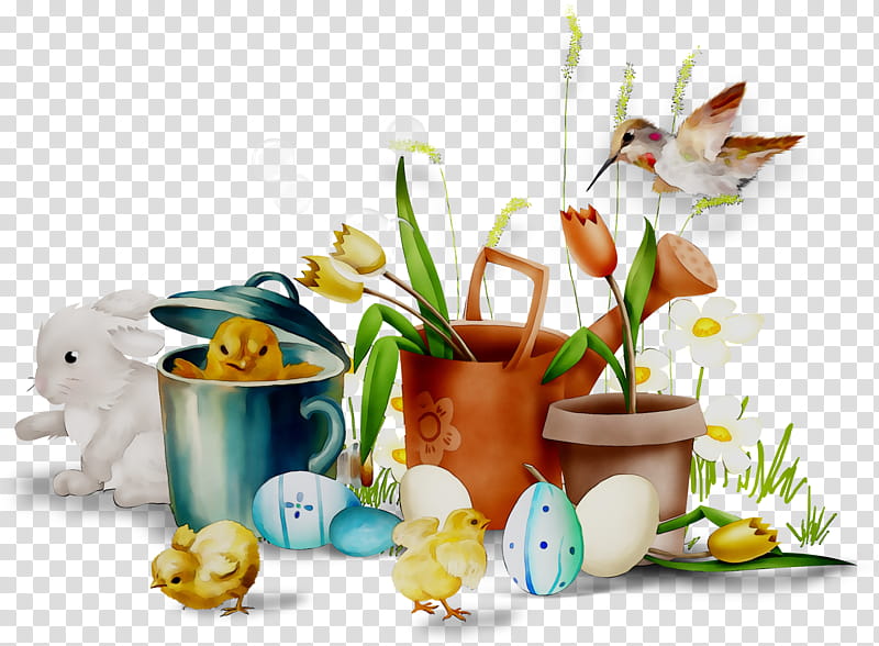 Easter Bunny, Floral Design, Easter
, Flower, Flowerpot, Rabbit, Animal, Still Life transparent background PNG clipart