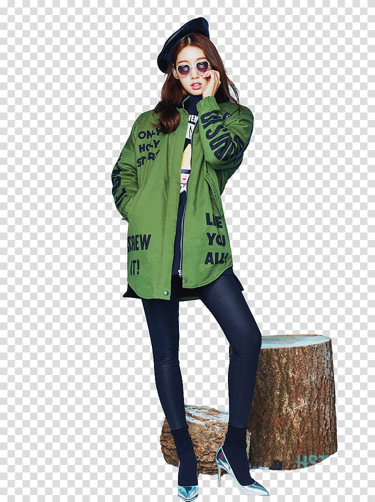 Park Shin Hye, woman standing near chopped woods transparent background PNG clipart