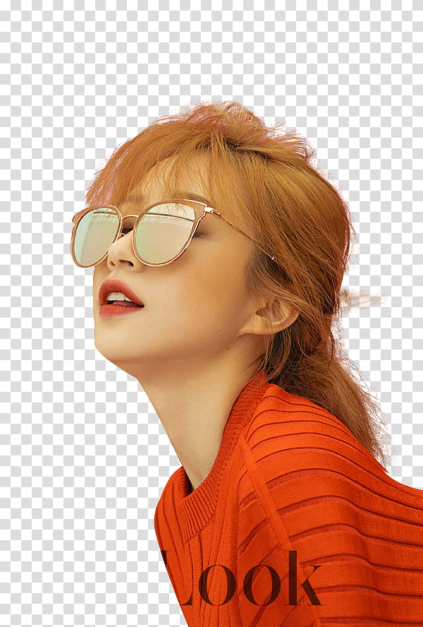 EXID HANI , woman wearing orange top transparent background PNG clipart