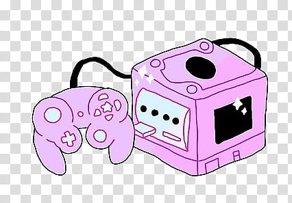 , pink game console with controller illustration transparent background PNG clipart