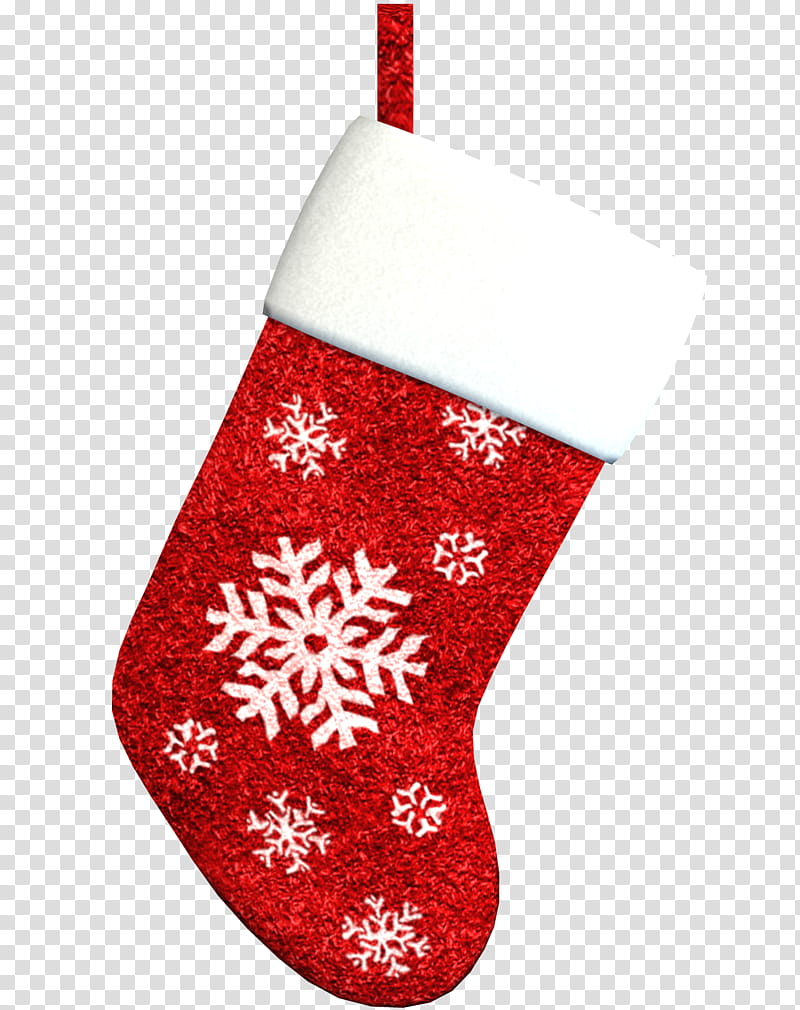 Christmas ing, red and white Santa Claus sock transparent background PNG clipart