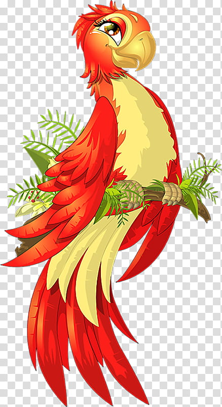 Bird Parrot, Drawing, Macaw, Scarlet Macaw, Beak, Flower, Chicken, Rooster transparent background PNG clipart