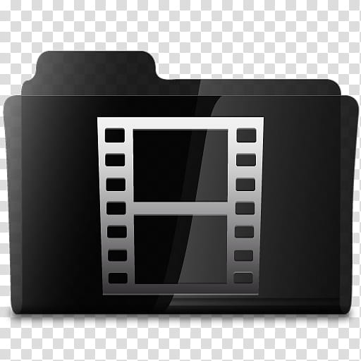 Black Glassy Set, video player folder icon art transparent background PNG clipart