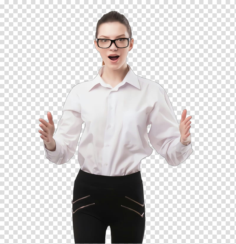 Glasses, White, Clothing, Finger, Gesture, Arm, Sleeve, Standing, Hand transparent background PNG clipart