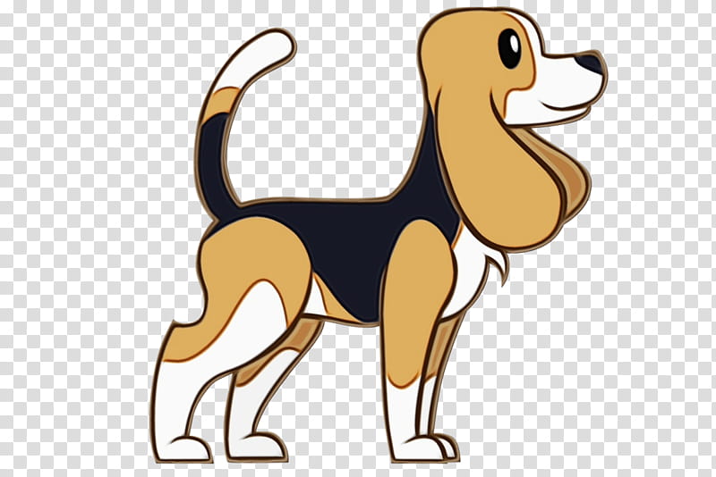 dog cartoon english foxhound beagle tail, Watercolor, Paint, Wet Ink transparent background PNG clipart