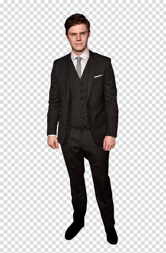 Evan Peters , man wearing black tuxedo transparent background PNG clipart