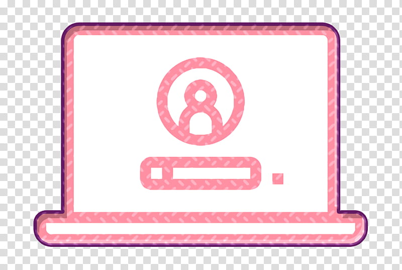 Laptop icon Workday icon Login icon, Pink, Text, Sign, Magenta, Material Property, Rectangle, Symbol transparent background PNG clipart