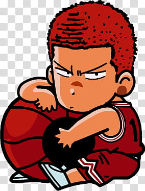 Hanamichi Sakuragi, red haired male anime character transparent background PNG clipart