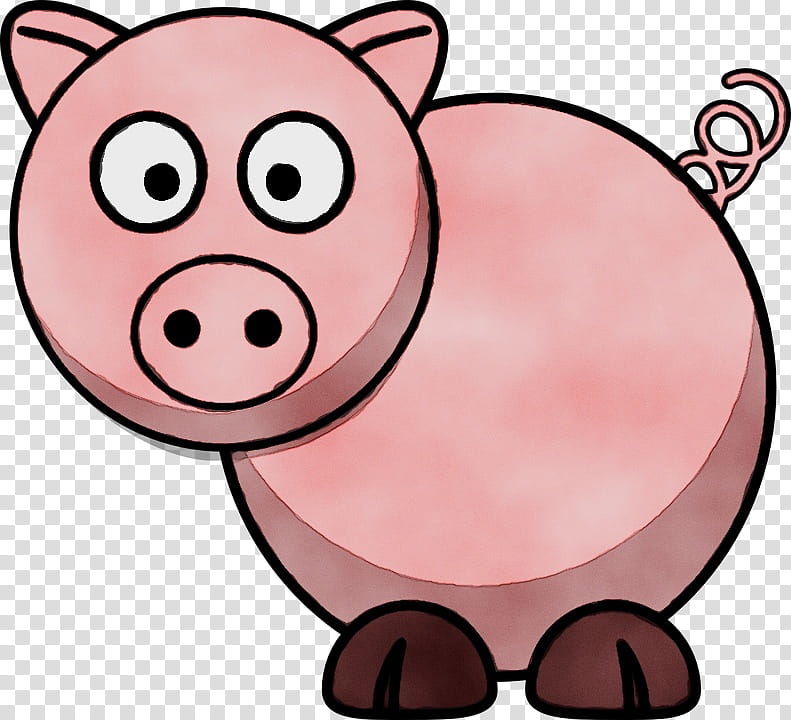 Pig's ear Pork Wild boar, Watercolor, Paint, Wet Ink, Pigs Ear, Pink, Cartoon, Snout transparent background PNG clipart