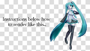 Saboten Miku Render NEW, female anime character with green hair transparent background PNG clipart thumbnail