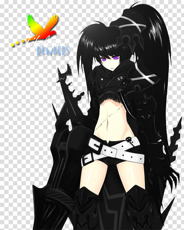 Black Rock Shooter Render, female anime charcter illustration transparent background PNG clipart