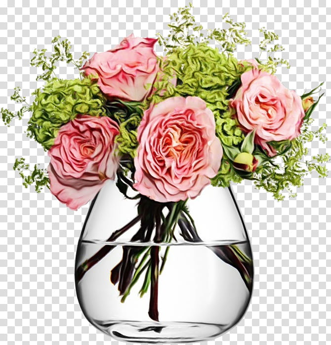 Watercolor Pink Flowers, Garden Roses, Vase, Floral Design, Flower Bouquet, Cut Flowers, Cabbage Rose, Flowerpot transparent background PNG clipart