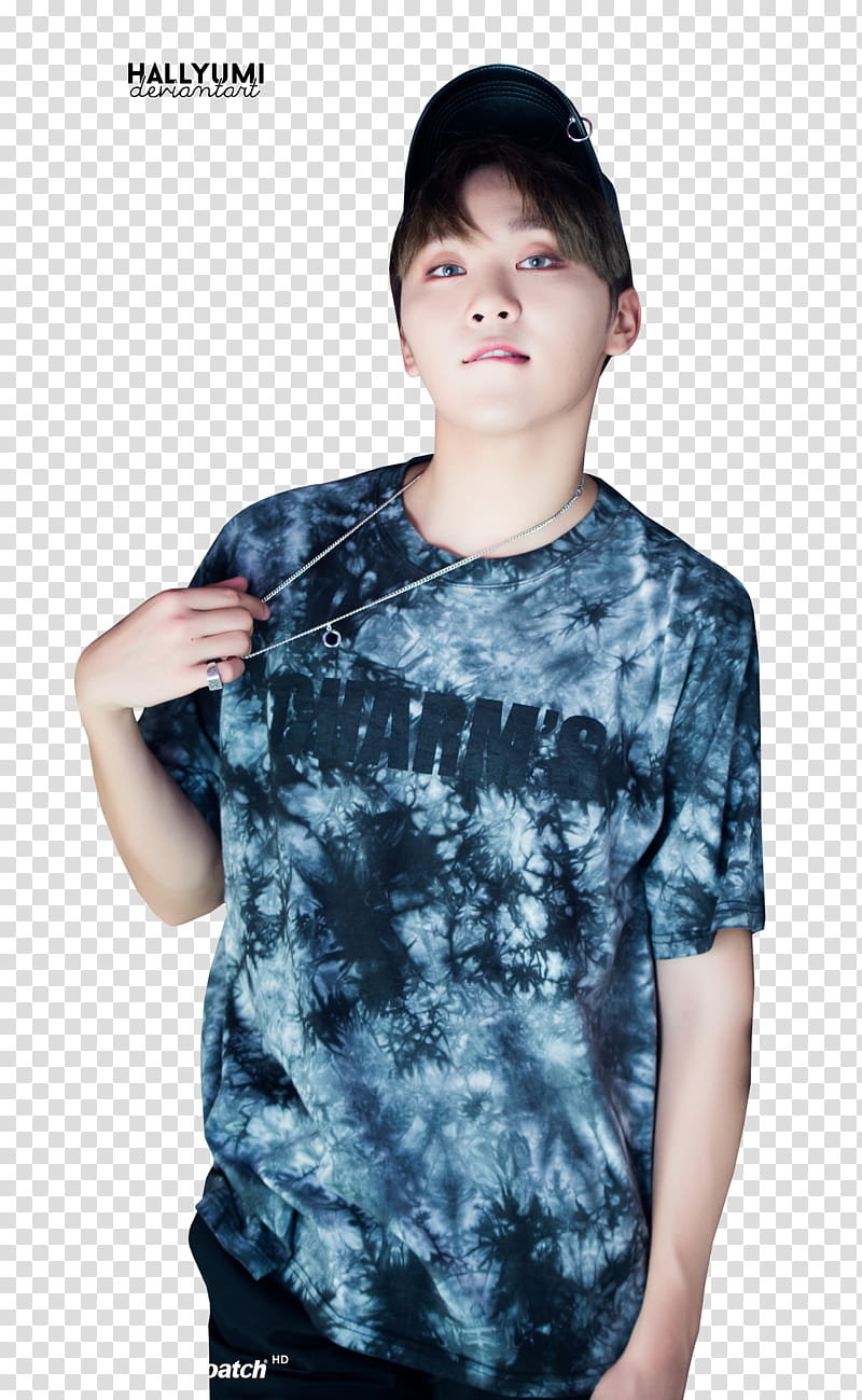 Seungkwan, men's blue and gray tie-dyed top transparent background PNG clipart