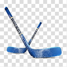 Hockey icons, HockeyStick_Crosed__, two blue-and-white hockey sticks art transparent background PNG clipart