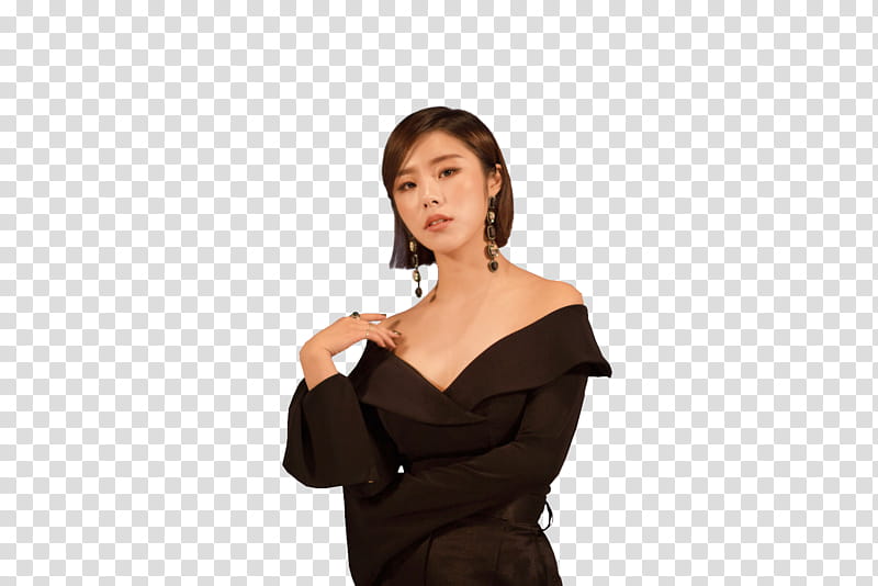 Wheein MAMAMOO PAINT ME, woman holding touching her right shoulder transparent background PNG clipart