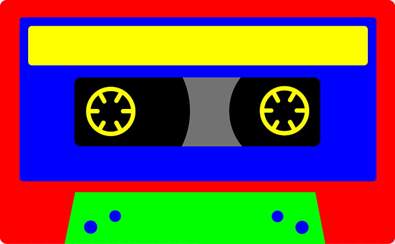Cassette Tape, Cassette Deck, Magnetic Tape, Music, Audio Signal, Videotape, Yellow, Blue transparent background PNG clipart