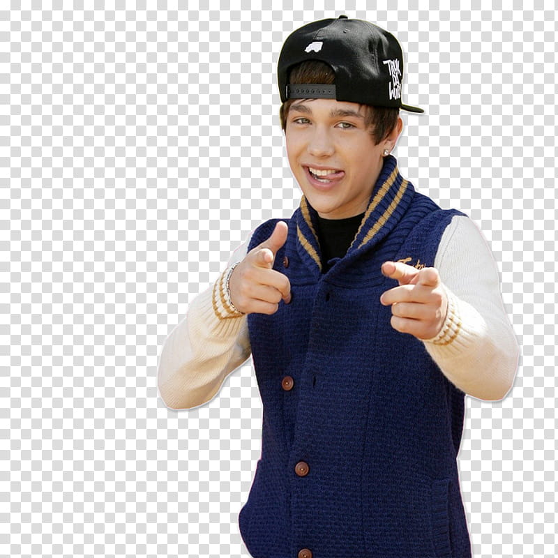 Austin Mahone, boy wearing blue and white jacket close-up graphy transparent background PNG clipart