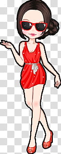 Munecas, animated woman wearing red tank midi dress transparent background PNG clipart