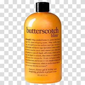 ORANGES oh my, standing Butterscotch Bliss shower gel bottle transparent background PNG clipart