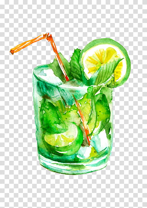 Lemon Leaf, Mojito, Cocktail, Juice, Drawing, Watercolor Painting, Cocktail Caipirinha, Lime transparent background PNG clipart