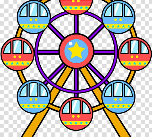 Bicycle, Ferris Wheel, Drawing, Cartoon, Yellow, Circle, Line, Symmetry transparent background PNG clipart