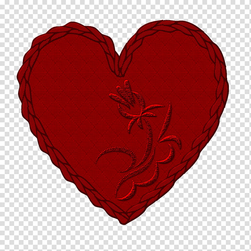 Hearts Embroidery h, heart-shaped red flower embroidered artwork transparent background PNG clipart