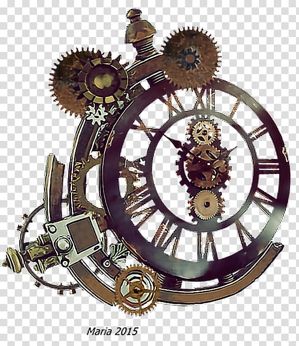 Clock, Steampunk, Watch, , , Gear, Clockwork, Skeleton Clock transparent background PNG clipart