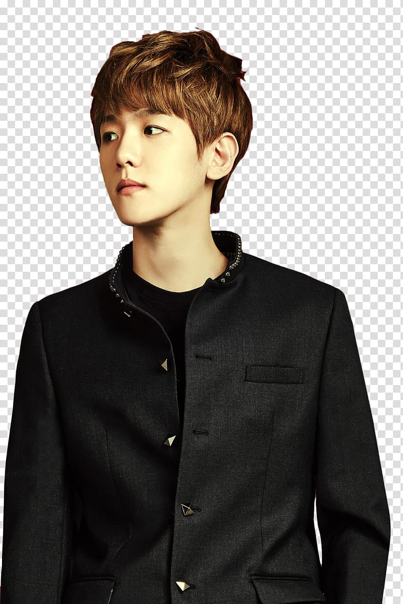 RENDER EXO for Ivy Club Poster, man wearing black suit transparent background PNG clipart