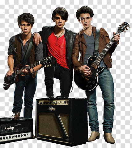 Jonas Brothers with instruments transparent background PNG clipart