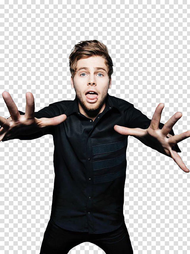 seconds of summer, man wearing black dress shirt standing and showing hands transparent background PNG clipart