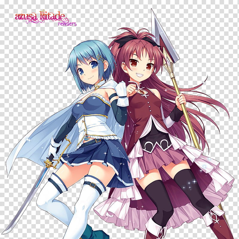 Miki Sayaka and Sakura Kyouko render Sayori transparent background PNG clipart