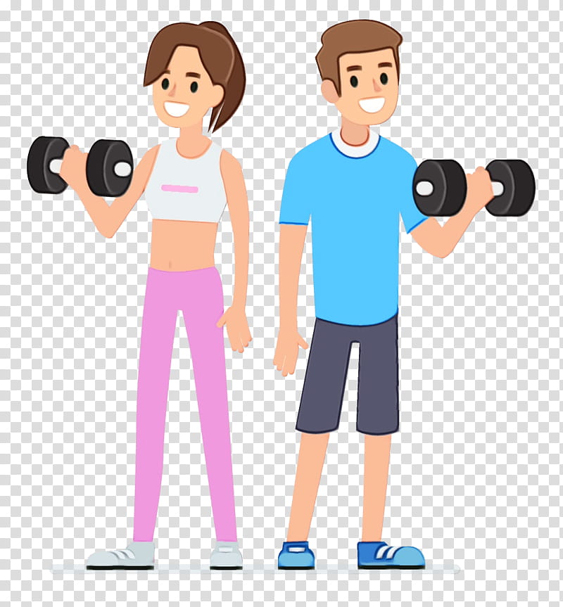 weights exercise equipment dumbbell overhead press gym, Watercolor, Paint, Wet Ink, Shoulder, Arm, Cartoon, Standing transparent background PNG clipart
