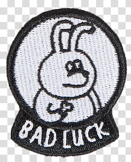 Embroidered Patches, black and white bad luck clothes patch transparent background PNG clipart