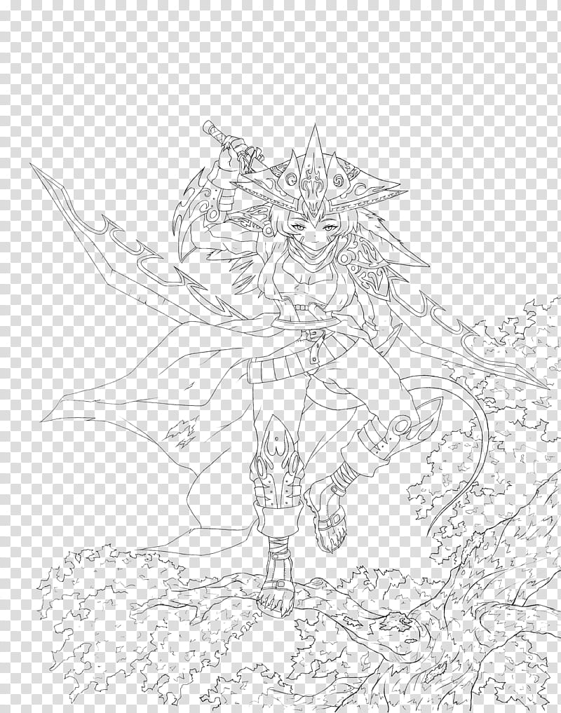 Assassin Kiyomi Lineart, female anime character line art transparent background PNG clipart