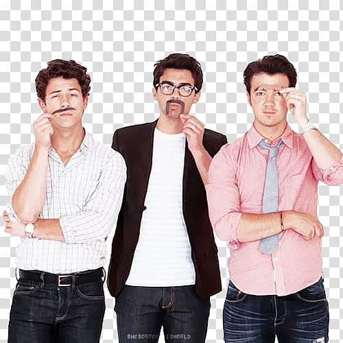 Jonas Brothers, three men standing on focus transparent background PNG clipart