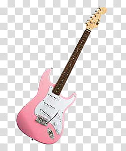 , pink and white stratocaster electric guitar transparent background PNG clipart