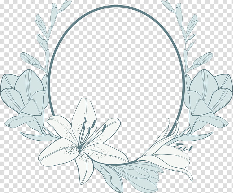 lily oval frame lily frame oval frame, Floral Frame, Leaf, Line Art, Plant, Flower, Petal transparent background PNG clipart