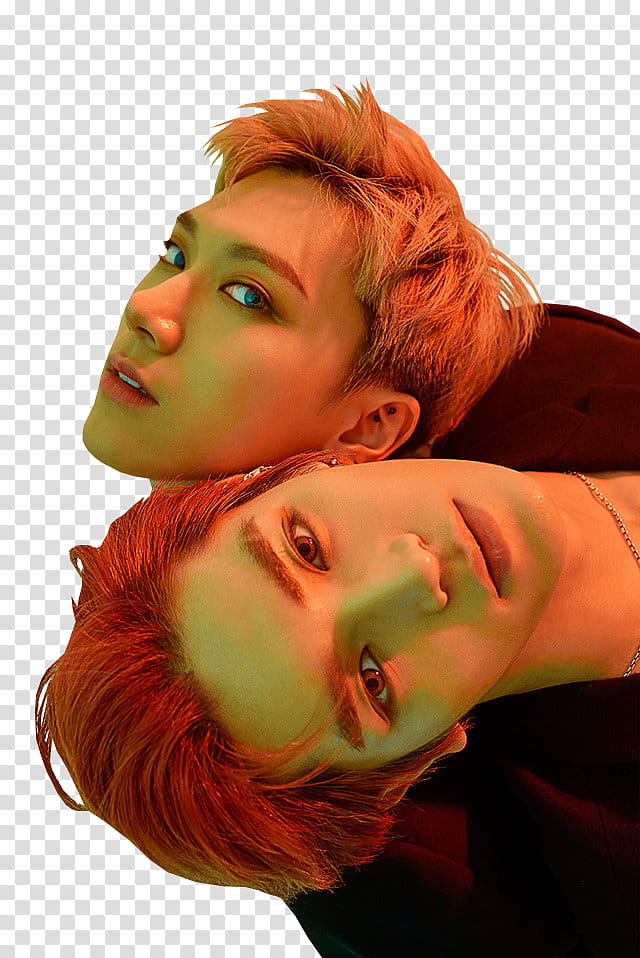 TEN AND TAEYONG NCT BA, two men with heads crossed transparent background PNG clipart